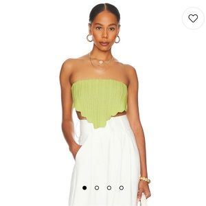 MORE TO COME Sima Strapless Crop Top in Lime